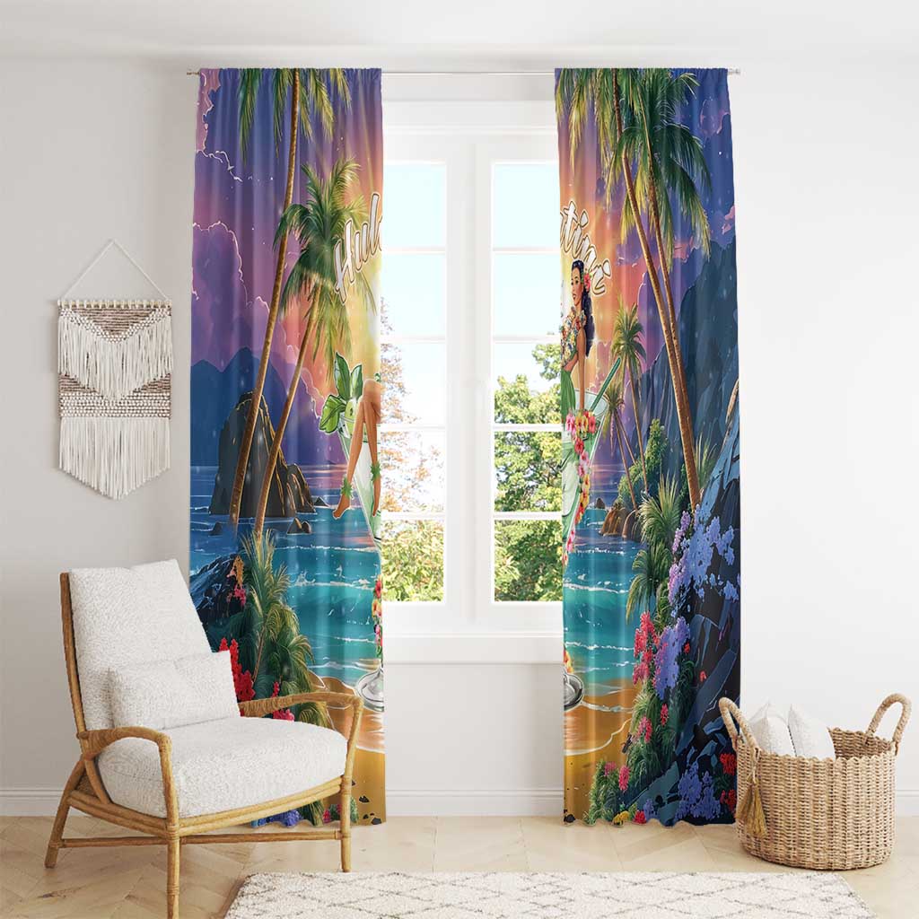 Aloha Hawaii Window Curtain Hula Martini Tropical Vibes LT05 - Polynesian Pride