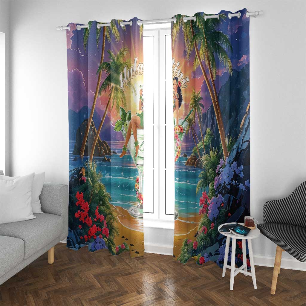 Aloha Hawaii Window Curtain Hula Martini Tropical Vibes LT05 With Grommets Colorful - Polynesian Pride