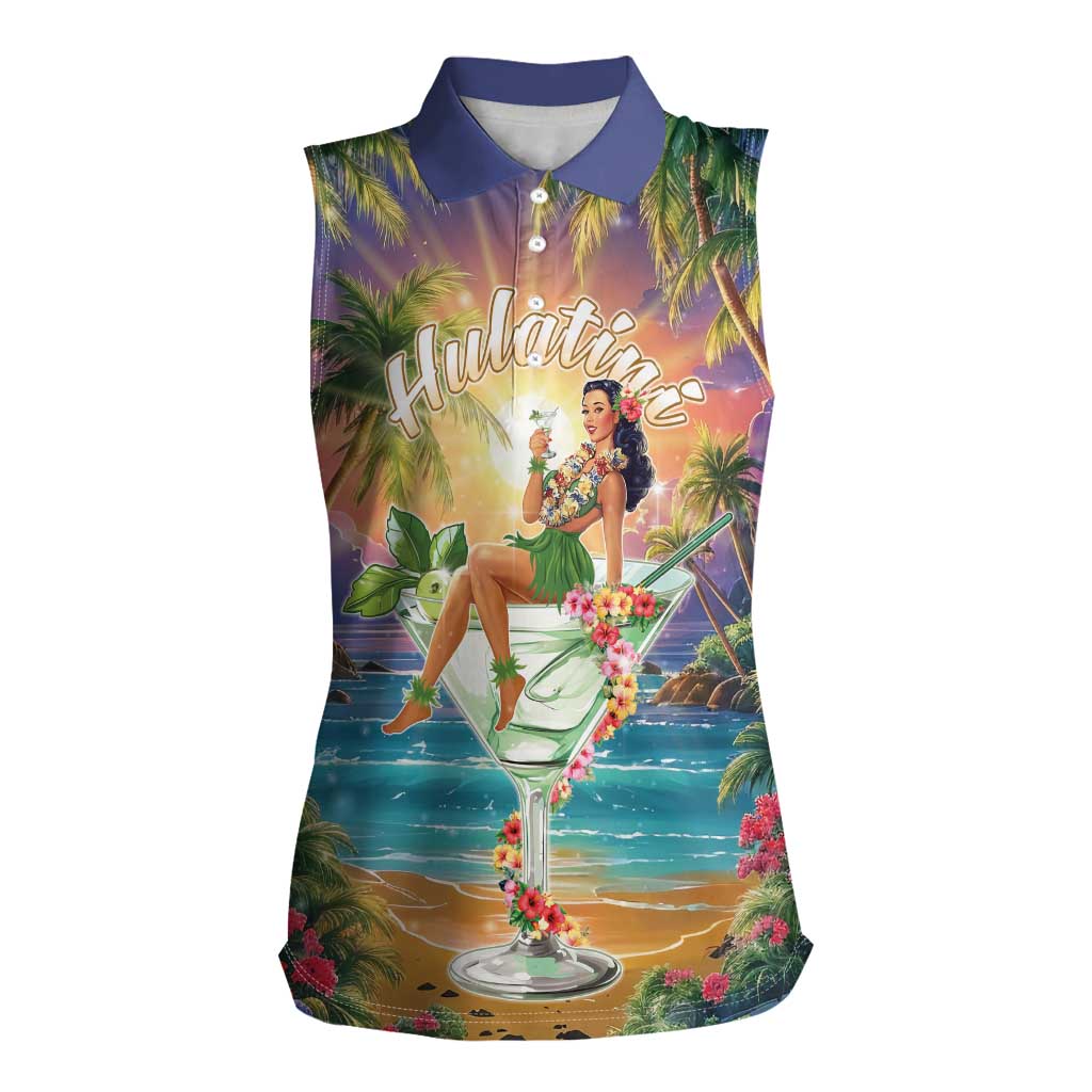 Aloha Hawaii Women Sleeveless Polo Shirt Hula Martini Tropical Vibes - Polynesian Pride