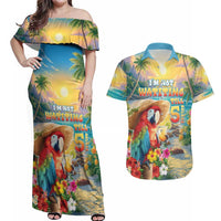 Hawaii Parrot Couples Matching Off Shoulder Maxi Dress and Hawaiian Shirt Im Not Waiting Till 5 Oclock - Polynesian Pride