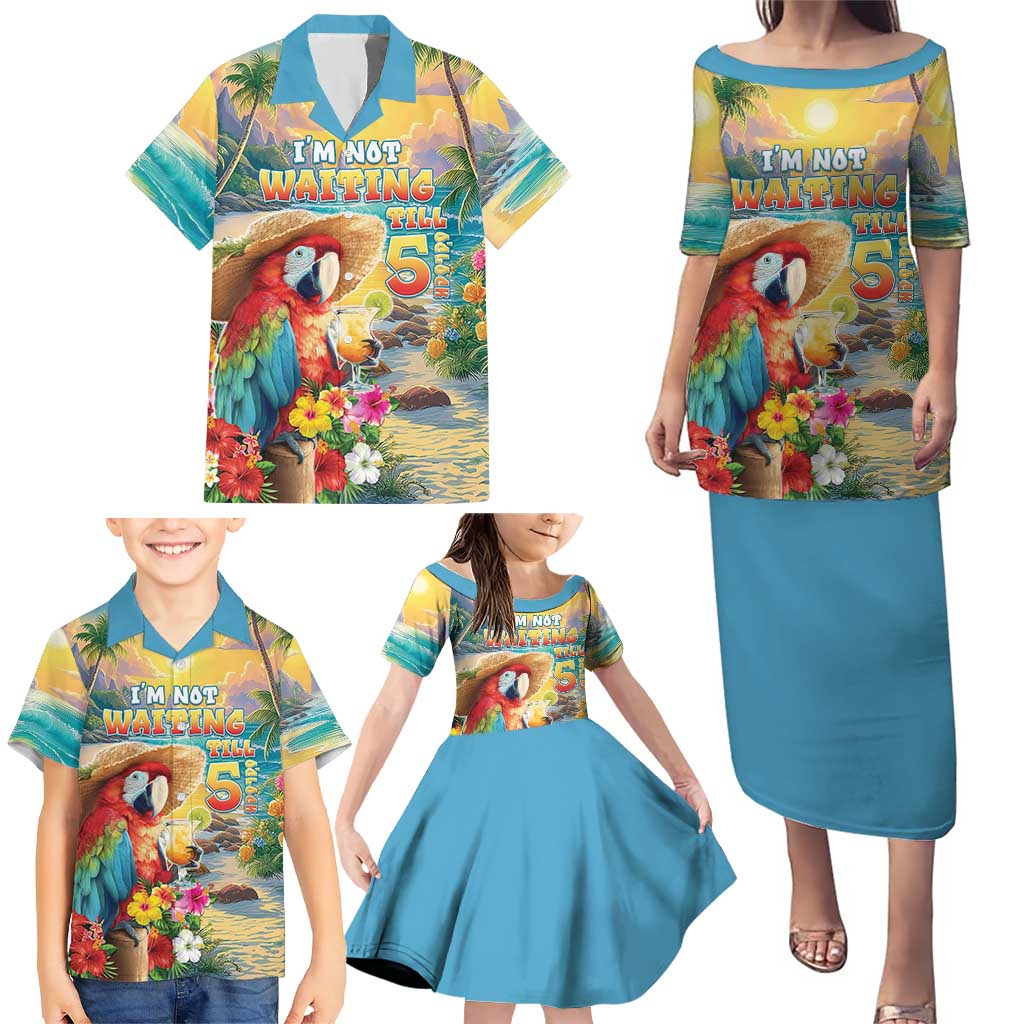 Hawaii Parrot Family Matching Puletasi and Hawaiian Shirt Im Not Waiting Till 5 Oclock LT05 - Polynesian Pride