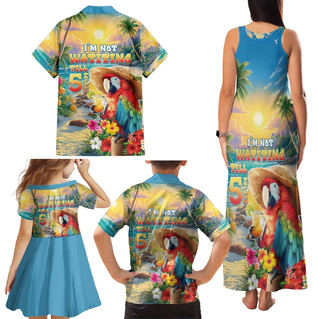 Hawaii Parrot Family Matching Tank Maxi Dress and Hawaiian Shirt Im Not Waiting Till 5 Oclock - Polynesian Pride