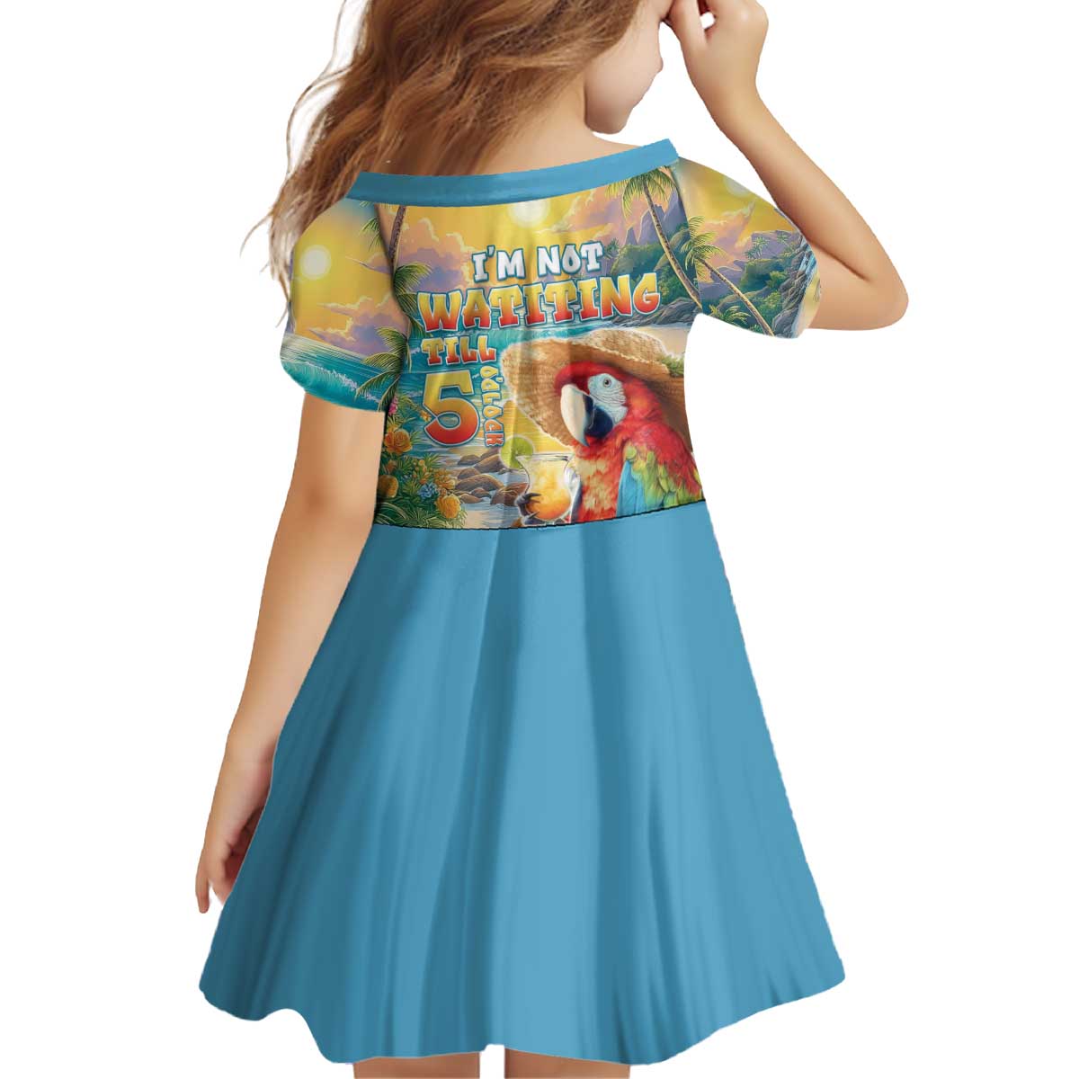Hawaii Parrot Kid Short Sleeve Dress Im Not Waiting Till 5 Oclock - Polynesian Pride