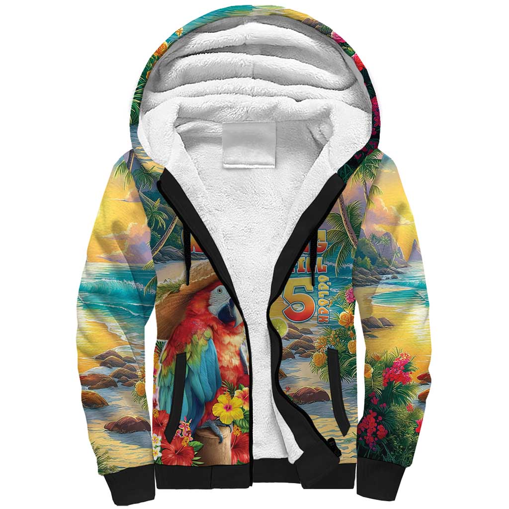 Hawaii Parrot Sherpa Hoodie Im Not Waiting Till 5 Oclock - Polynesian Pride