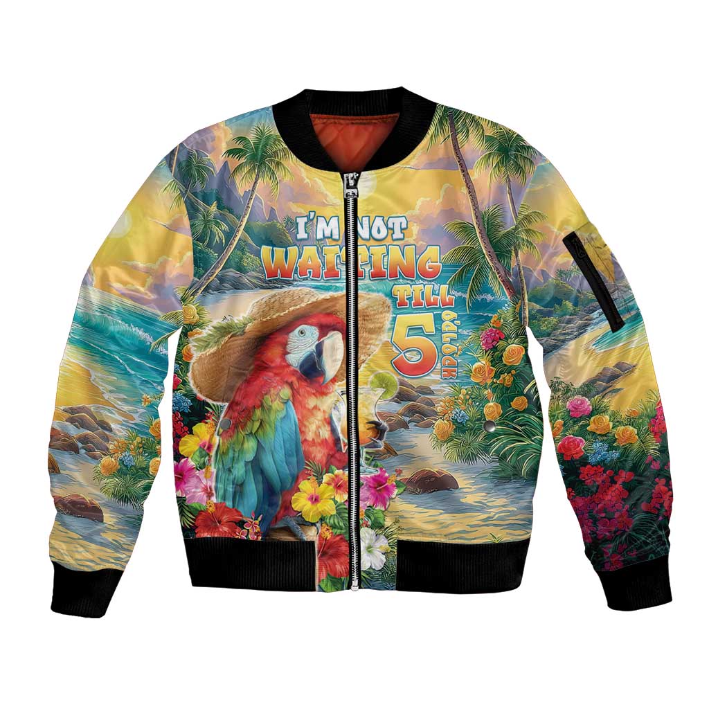 Hawaii Parrot Sleeve Zip Bomber Jacket Im Not Waiting Till 5 Oclock LT05 Unisex Colorful - Polynesian Pride