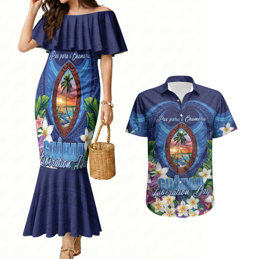 Guam Liberation Day Couples Matching Mermaid Dress and Hawaiian Shirt Pas Para I Chamoru