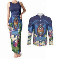 Guam Liberation Day Couples Matching Tank Maxi Dress and Long Sleeve Button Shirt Pas Para I Chamoru