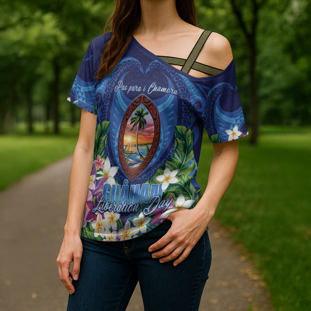 Guam Liberation Day Cross Shoulder Shirt Pas Para I Chamoru