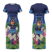 Guam Liberation Day Family Matching Short Sleeve Bodycon Dress and Hawaiian Shirt Pas Para I Chamoru