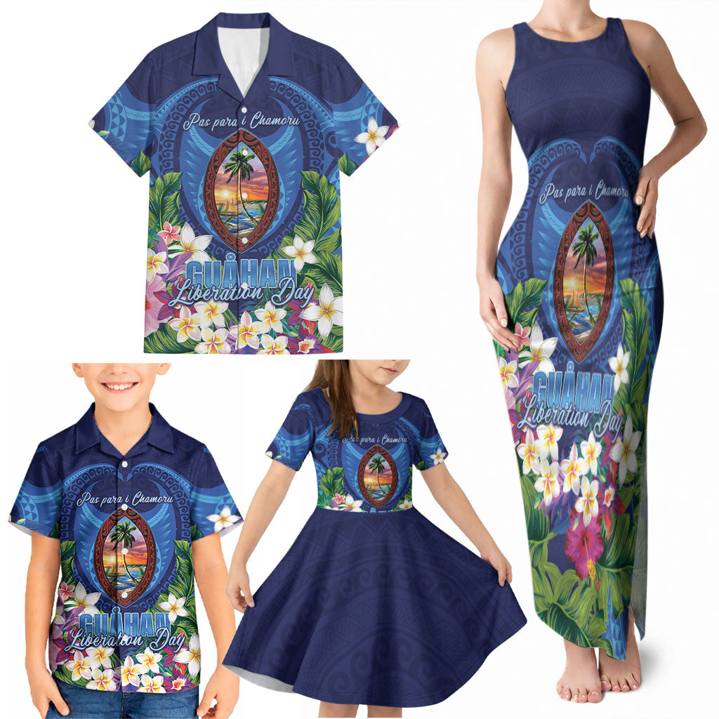Guam Liberation Day Family Matching Tank Maxi Dress and Hawaiian Shirt Pas Para I Chamoru LT05 - Polynesian Pride