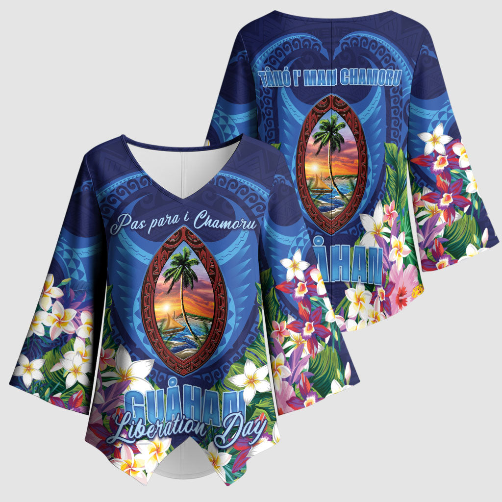 Guam Liberation Day Kimono Sleeve Blouse Pas Para I Chamoru