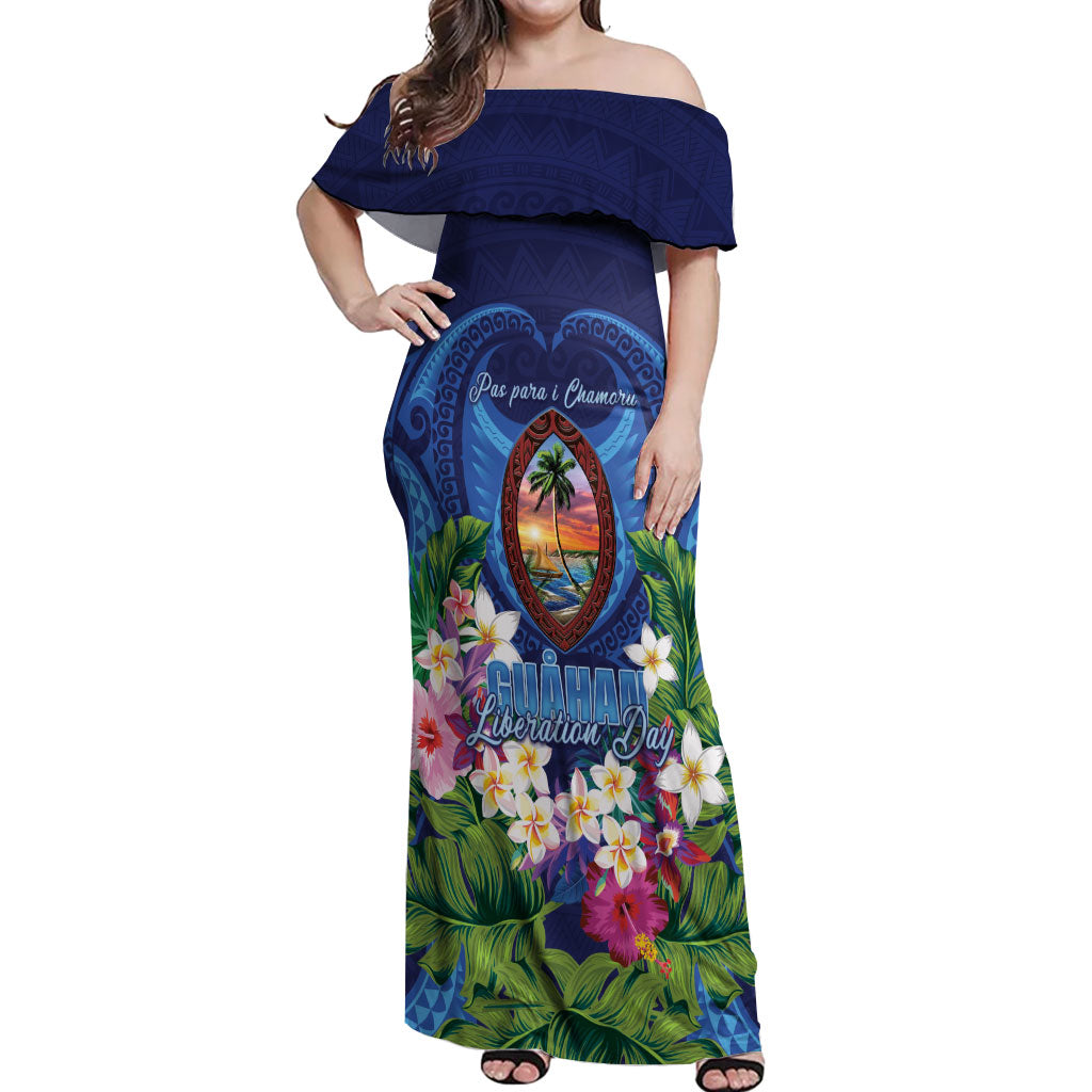 Guam Liberation Day Off Shoulder Maxi Dress Pas Para I Chamoru
