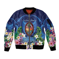 Guam Liberation Day Sleeve Zip Bomber Jacket Pas Para I Chamoru