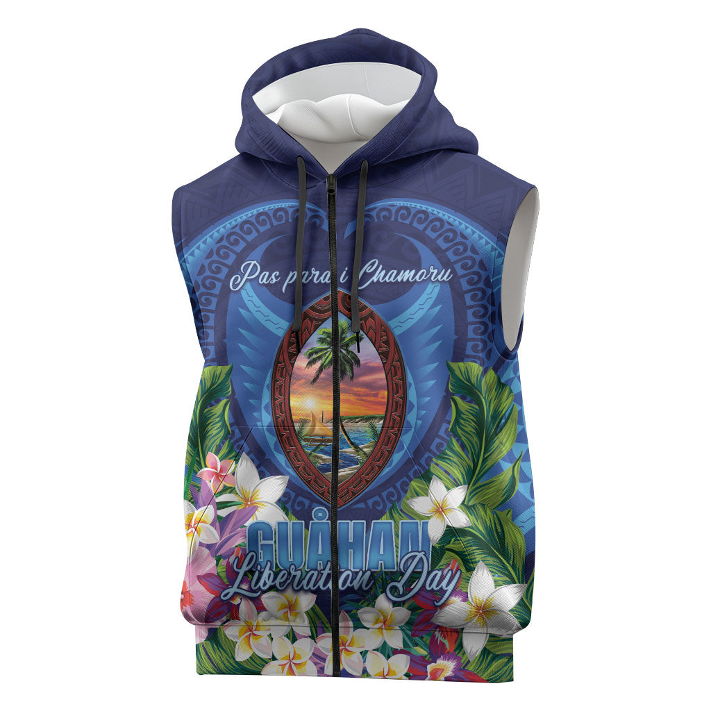 Guam Liberation Day Sleeveless Zip Hoodie Pas Para I Chamoru