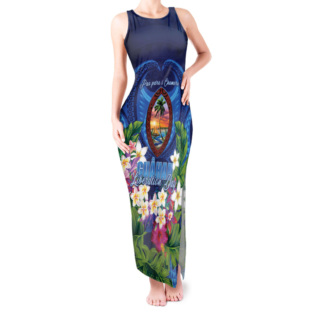 Guam Liberation Day Tank Maxi Dress Pas Para I Chamoru LT05 Women Navy - Polynesian Pride