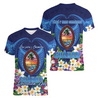 Guam Liberation Day Women V-Neck T-Shirt Pas Para I Chamoru