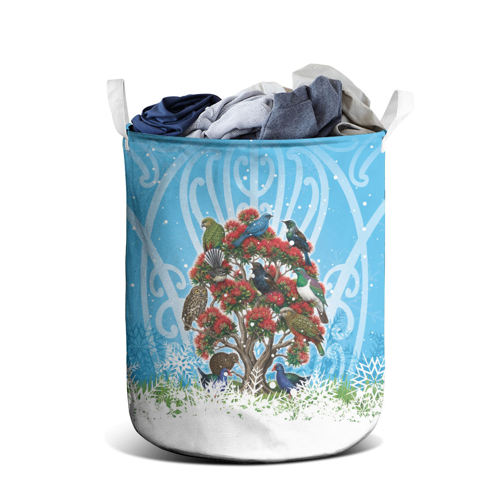 New Zealand Birds Christmas Laundry Basket Pohutukawa Xmas Tree