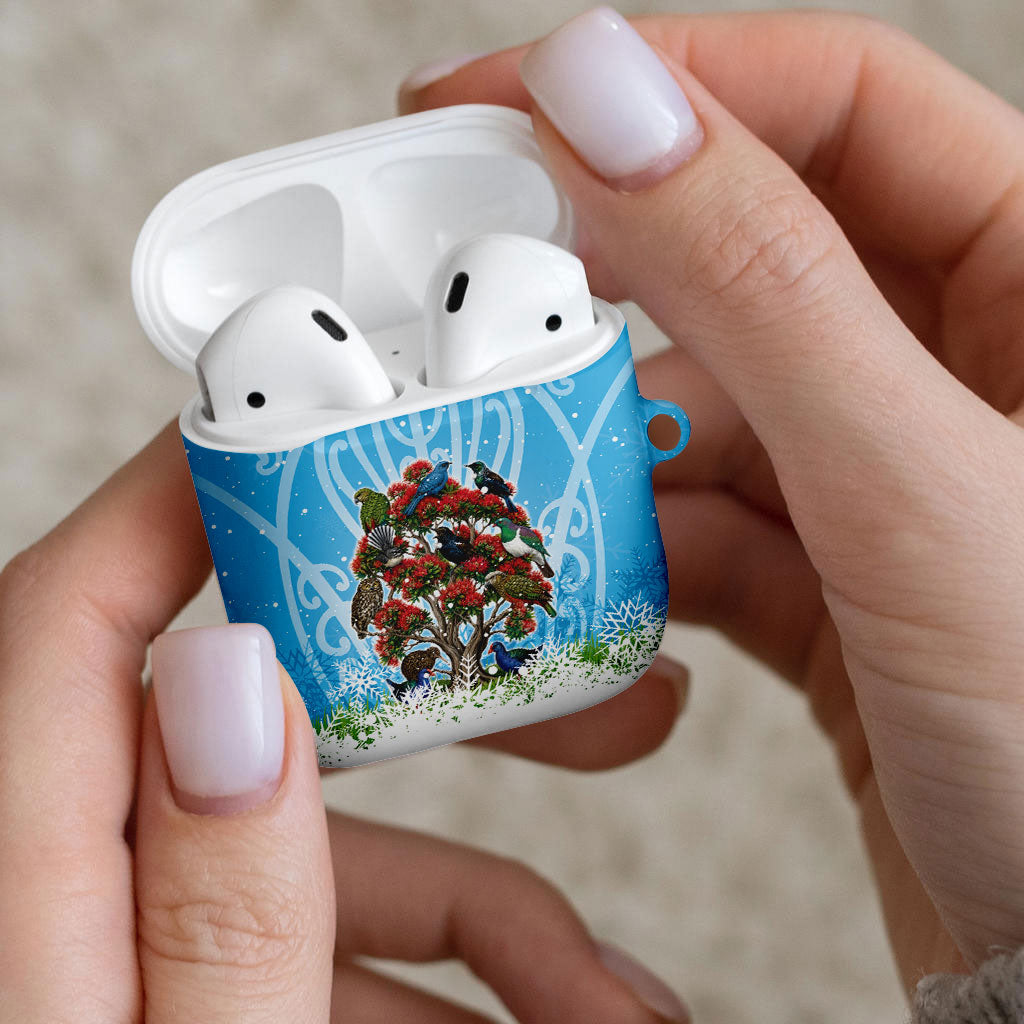 New Zealand Birds Christmas AirPods Case Pohutukawa Xmas Tree