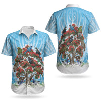 New Zealand Birds Christmas Couples Matching Long Sleeve Bodycon Dress and Hawaiian Shirt Pohutukawa Xmas Tree