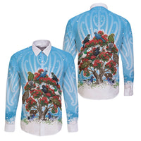 New Zealand Birds Christmas Family Matching Off Shoulder Maxi Dress and Hawaiian Shirt Pohutukawa Xmas Tree