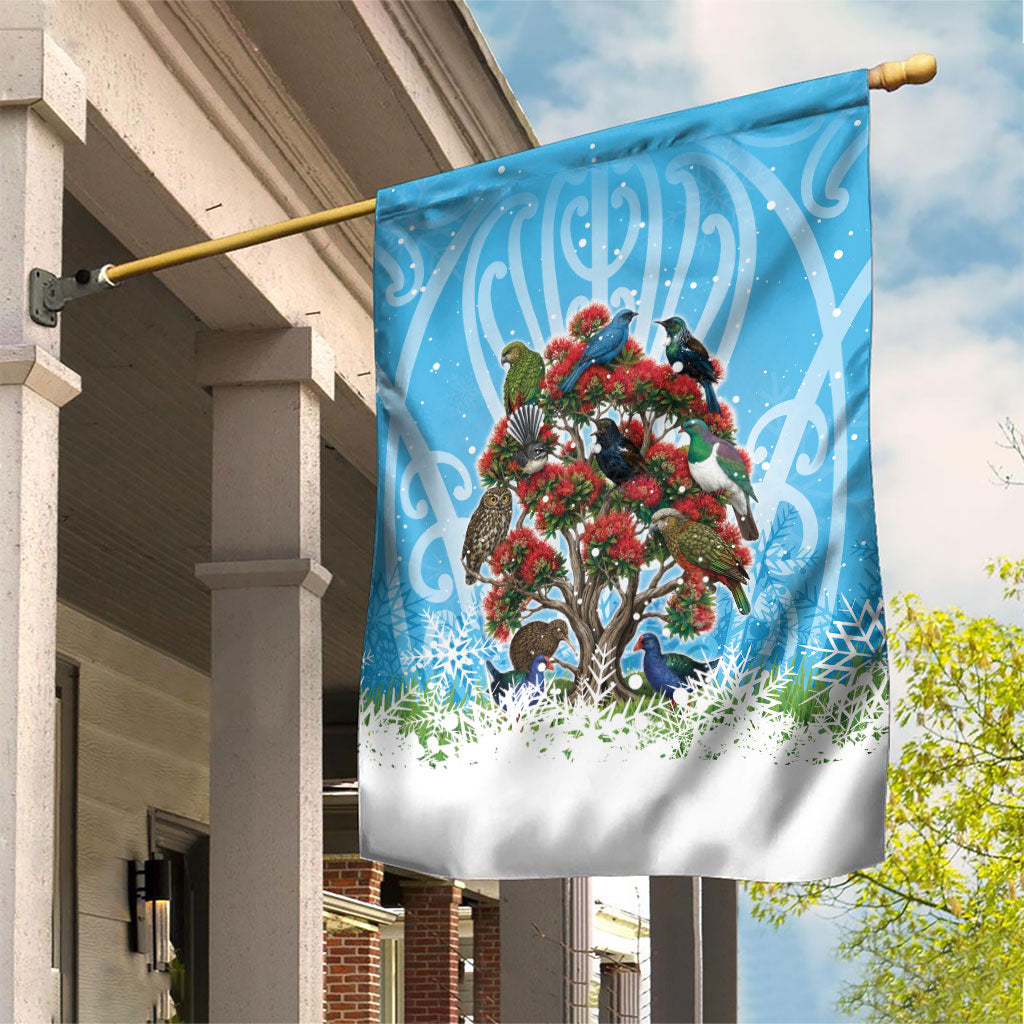 New Zealand Birds Christmas Garden Flag Pohutukawa Xmas Tree