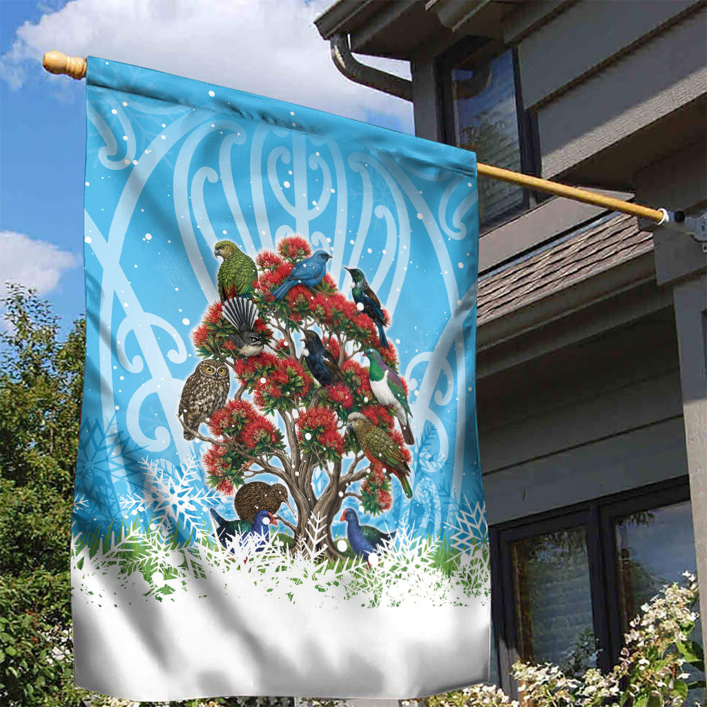 New Zealand Birds Christmas Garden Flag Pohutukawa Xmas Tree