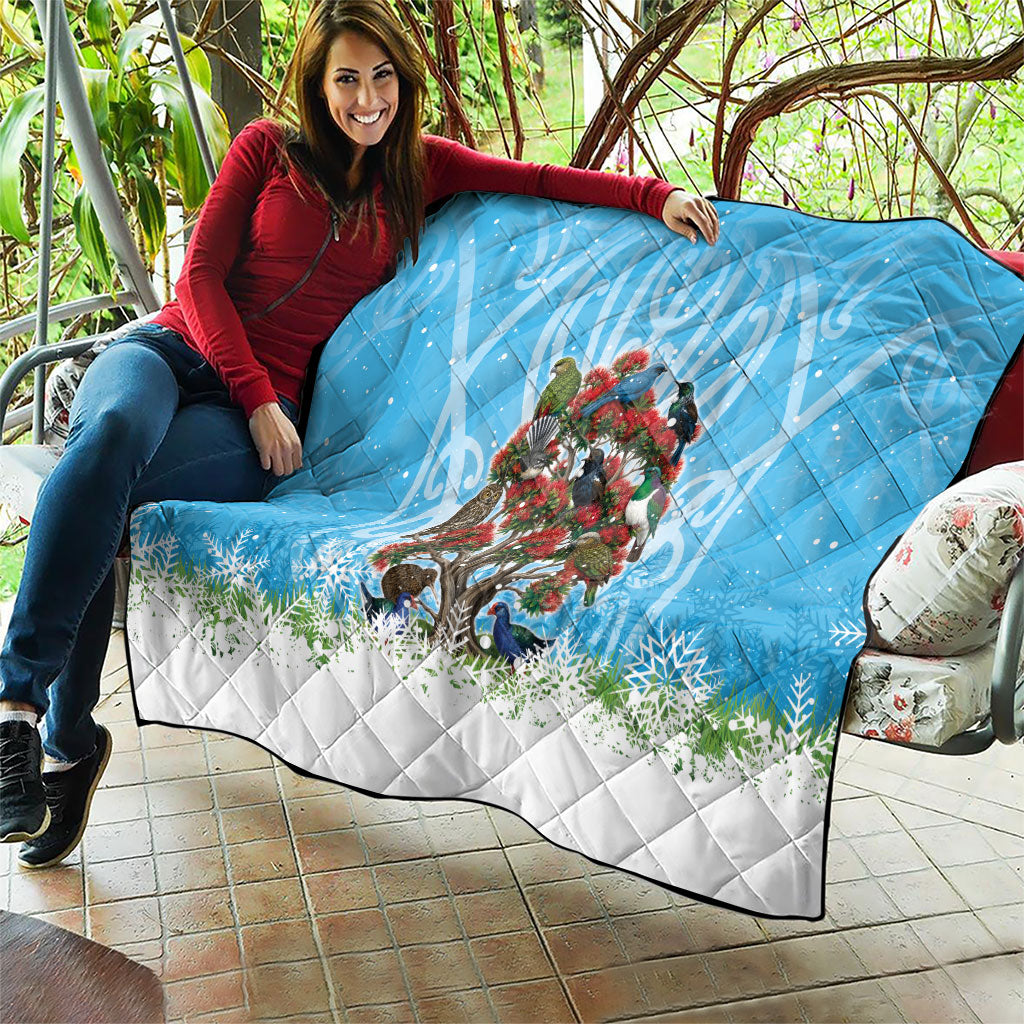 New Zealand Birds Christmas Quilt Pohutukawa Xmas Tree