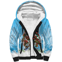 New Zealand Birds Christmas Sherpa Hoodie Pohutukawa Xmas Tree