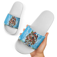 New Zealand Birds Christmas Slide Sandals Pohutukawa Xmas Tree