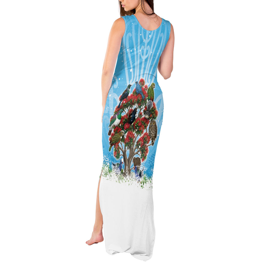 New Zealand Birds Christmas Tank Maxi Dress Pohutukawa Xmas Tree
