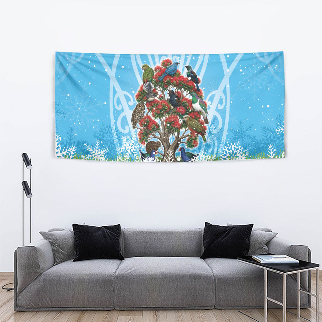 New Zealand Birds Christmas Tapestry Pohutukawa Xmas Tree