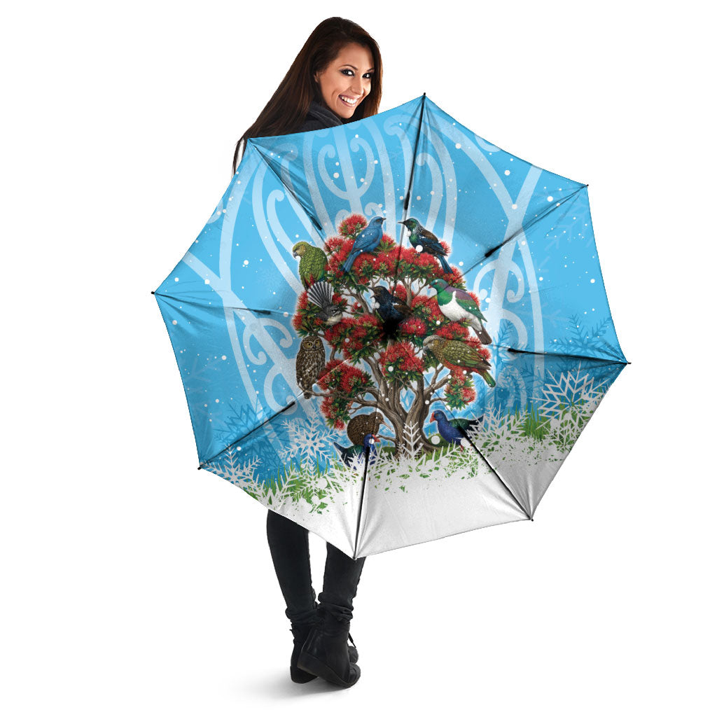 New Zealand Birds Christmas Umbrella Pohutukawa Xmas Tree