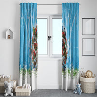 New Zealand Birds Christmas Window Curtain Pohutukawa Xmas Tree