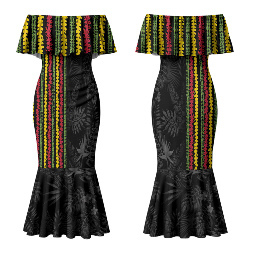 Hawaii Lei Kanaka Maoli Flag Couples Matching Mermaid Dress and Hawaiian Shirt Tropical Vibes