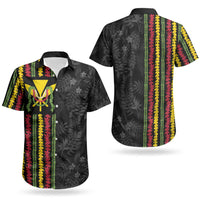 Hawaii Lei Kanaka Maoli Flag Couples Matching Off Shoulder Short Dress and Hawaiian Shirt Tropical Vibes