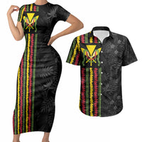 Hawaii Lei Kanaka Maoli Flag Couples Matching Short Sleeve Bodycon Dress and Hawaiian Shirt Tropical Vibes