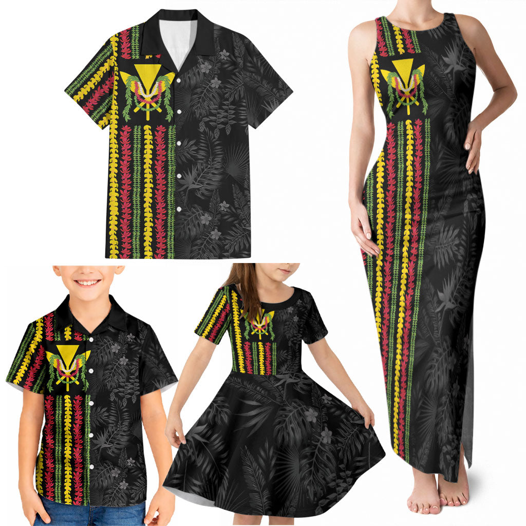 Hawaii Lei Kanaka Maoli Flag Family Matching Tank Maxi Dress and Hawaiian Shirt Tropical Vibes