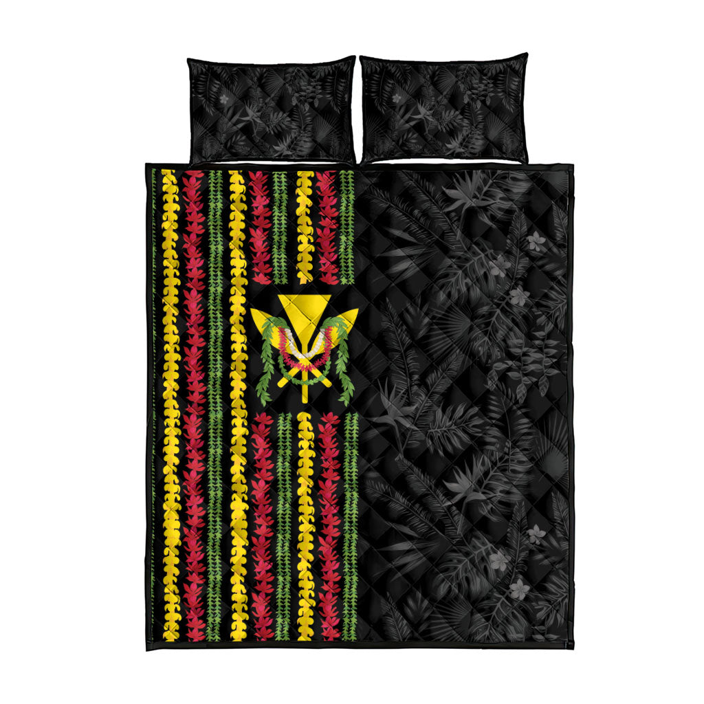 Hawaii Lei Kanaka Maoli Flag Quilt Bed Set Tropical Vibes