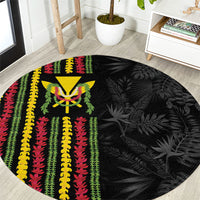 Hawaii Lei Kanaka Maoli Flag Round Carpet Tropical Vibes