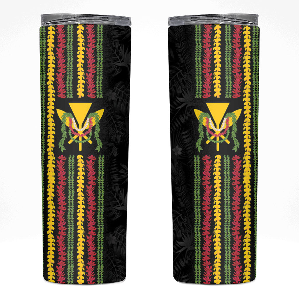 Hawaii Lei Kanaka Maoli Flag Skinny Tumbler Tropical Vibes