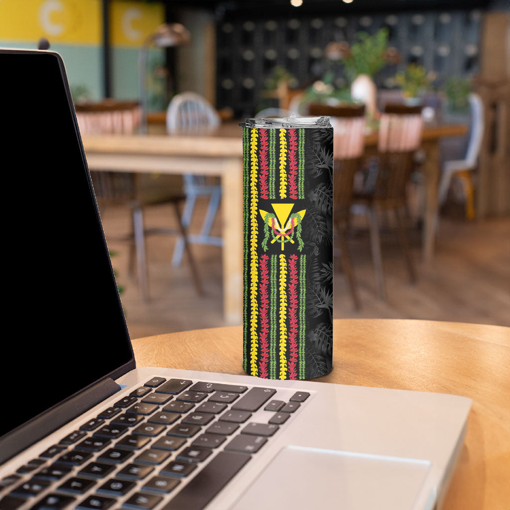 Hawaii Lei Kanaka Maoli Flag Skinny Tumbler Tropical Vibes