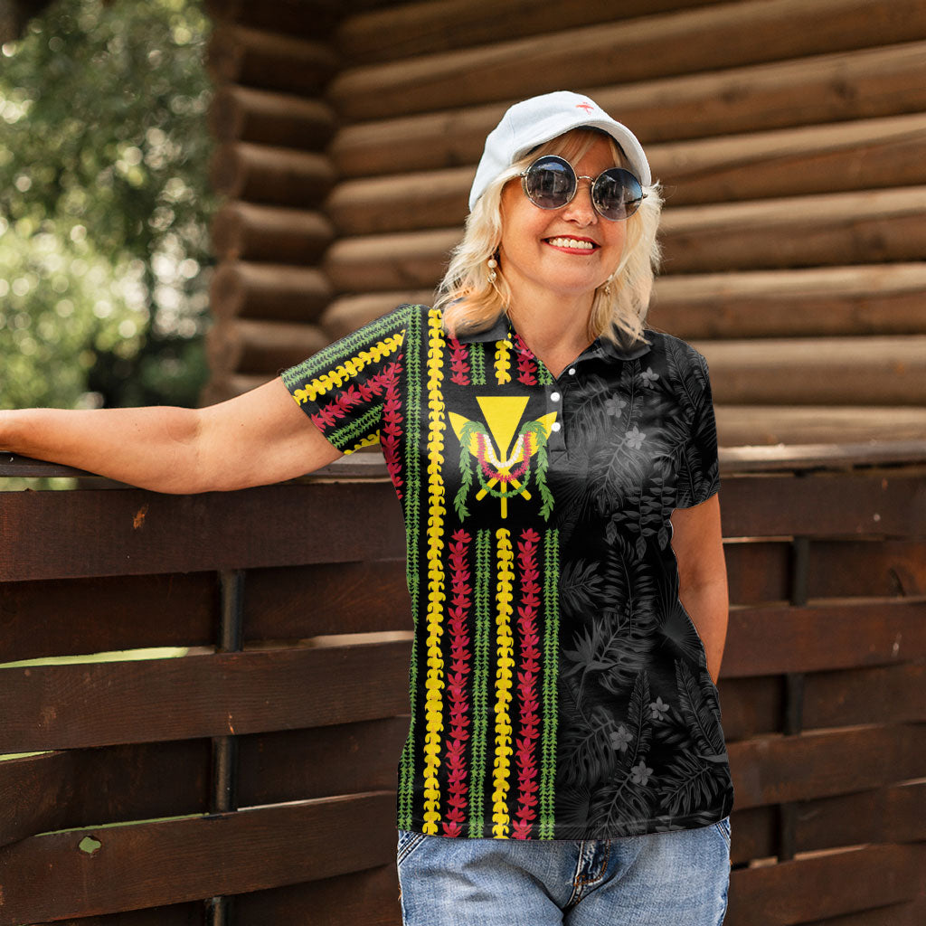 Hawaii Lei Kanaka Maoli Flag Women Polo Shirt Tropical Vibes