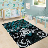 New Zealand Maori Area Rug Poutama Pikorua - Single Twist Paua Shell