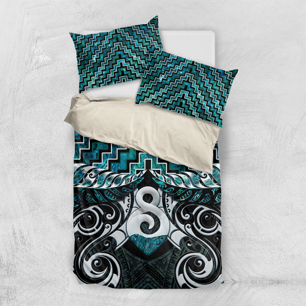 New Zealand Maori Bedding Set Poutama Pikorua - Single Twist Paua Shell