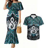 New Zealand Maori Couples Matching Mermaid Dress and Hawaiian Shirt Poutama Pikorua - Single Twist Paua Shell