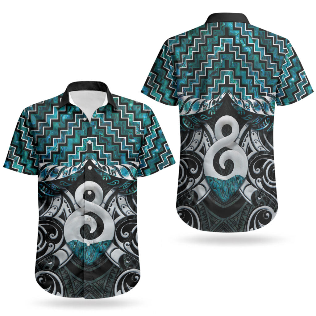 New Zealand Maori Couples Matching Mermaid Dress and Hawaiian Shirt Poutama Pikorua - Single Twist Paua Shell