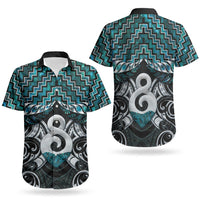 New Zealand Maori Couples Matching Off Shoulder Short Dress and Hawaiian Shirt Poutama Pikorua - Single Twist Paua Shell