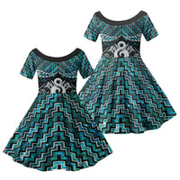 New Zealand Maori Family Matching Mermaid Dress and Hawaiian Shirt Poutama Pikorua - Single Twist Paua Shell