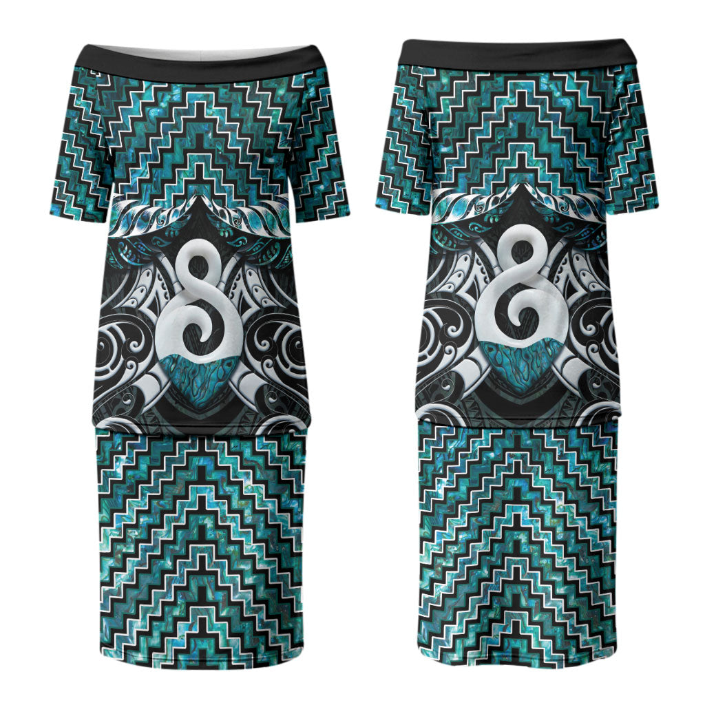 New Zealand Maori Family Matching Puletasi and Hawaiian Shirt Poutama Pikorua - Single Twist Paua Shell