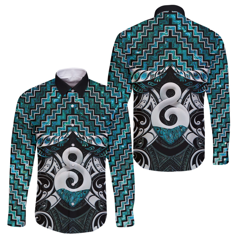 New Zealand Maori Family Matching Short Sleeve Bodycon Dress and Hawaiian Shirt Poutama Pikorua - Single Twist Paua Shell